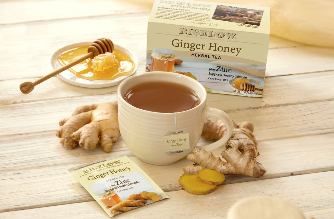 Bigelow Ginger Honey Herbal Tea plus Zinc -  Functional Benefits In Every Delicious Cup