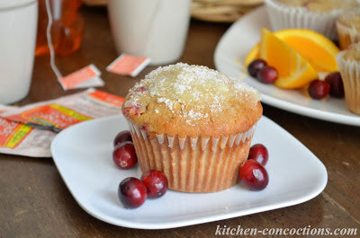 Bigelow Tea Spiced Cranberry Orange Muffins