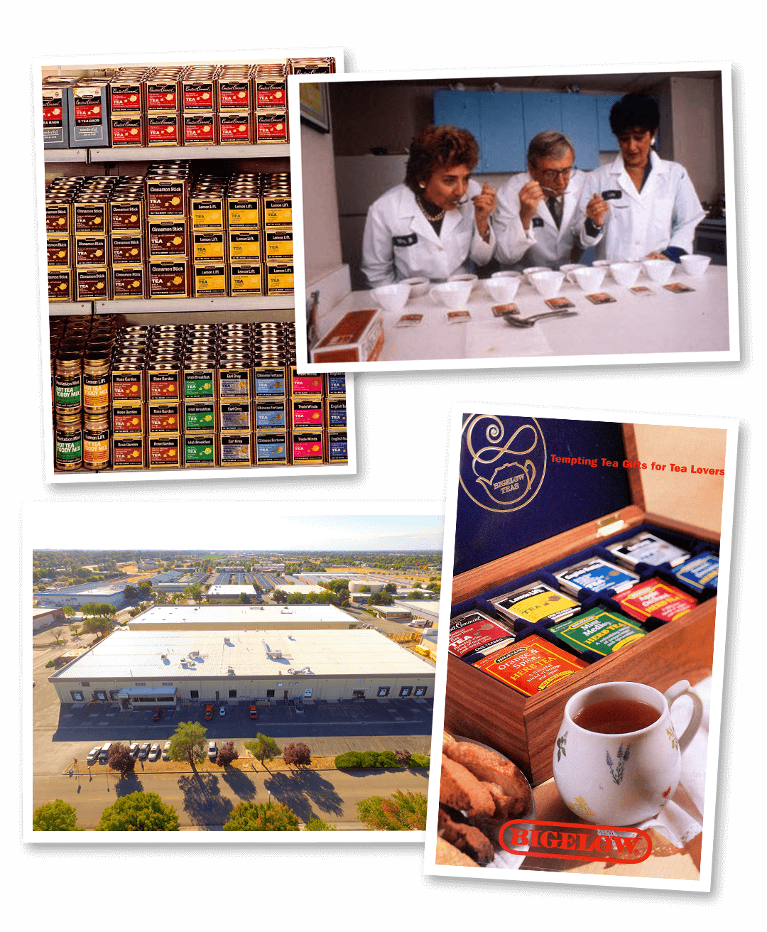 Bigelow Tea | Second Generation - collage of photos of bigelow products and facilities