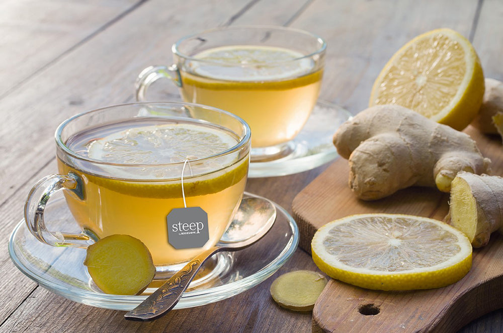 Cup of steep by bigelow organic lemon ginger herbal tea