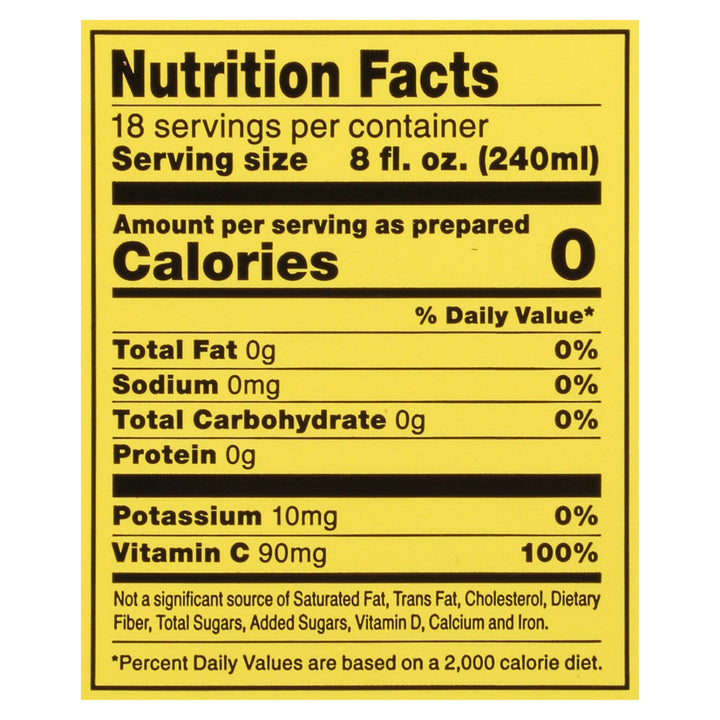  Nutritional panel of Lemon and Echinacea Black Tea plus Vitamin C box