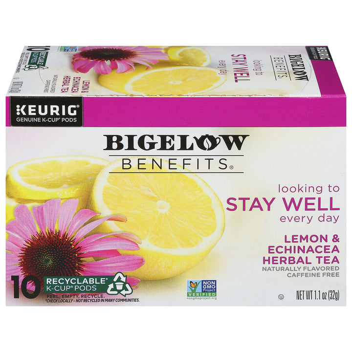 Bigelow Benefits Stay Well Lemon and EchinaceaHerbal Tea K-Cups Box for Keurig