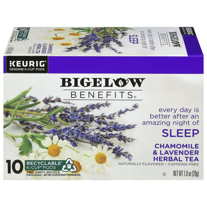 Bigelow Benefits Sleep Chamomile and Lavender Herbal Tea K-Cups Box for Keurig