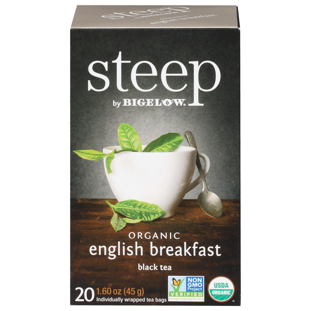 Box of steep by Bigelow organic english breakfast tea