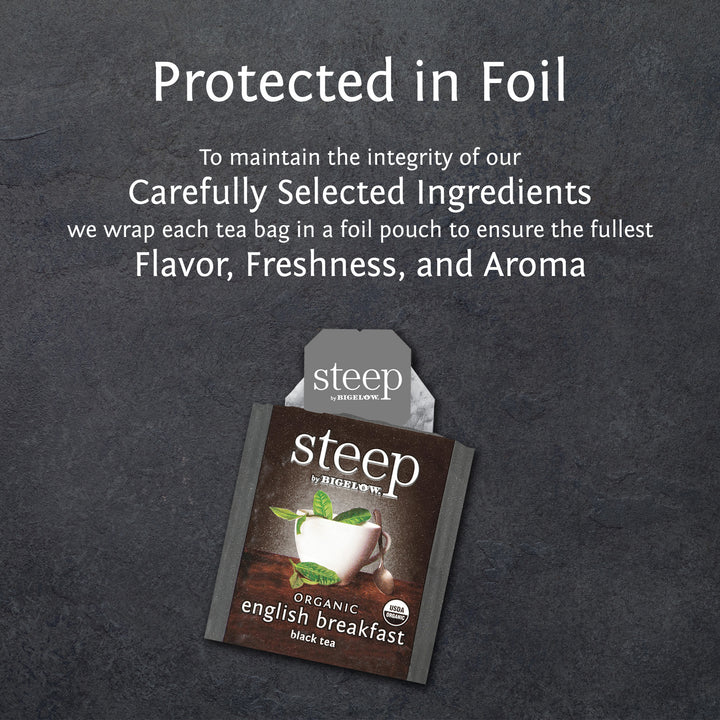 steep by Bigelow organic English breakfast protected in foil