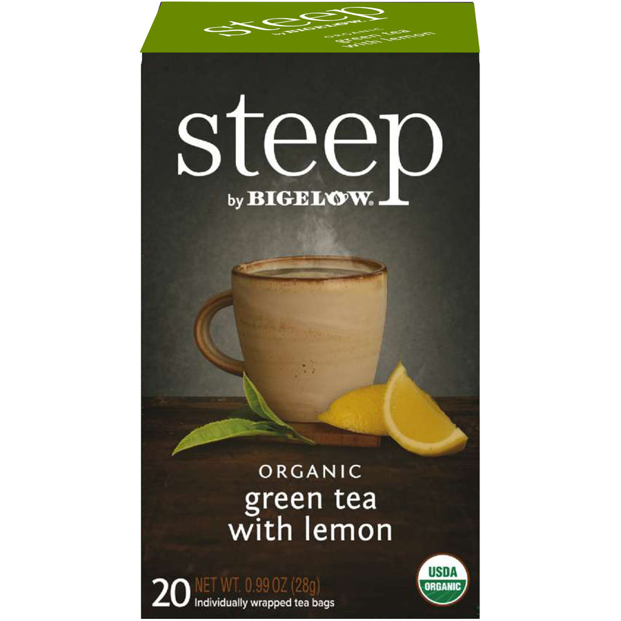 Box of steep by Bigelow Organic Green Tea with Lemon