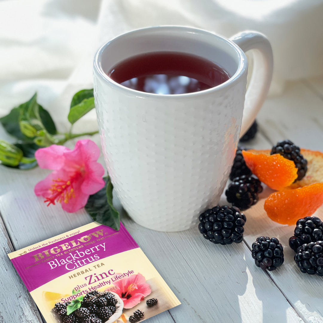 Cup of Blackberry Citrus Herbal Tea Plus Zinc