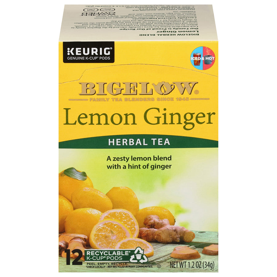 Bigelow Lemon Ginger Herbal Tea K-Cups Box for Keurig