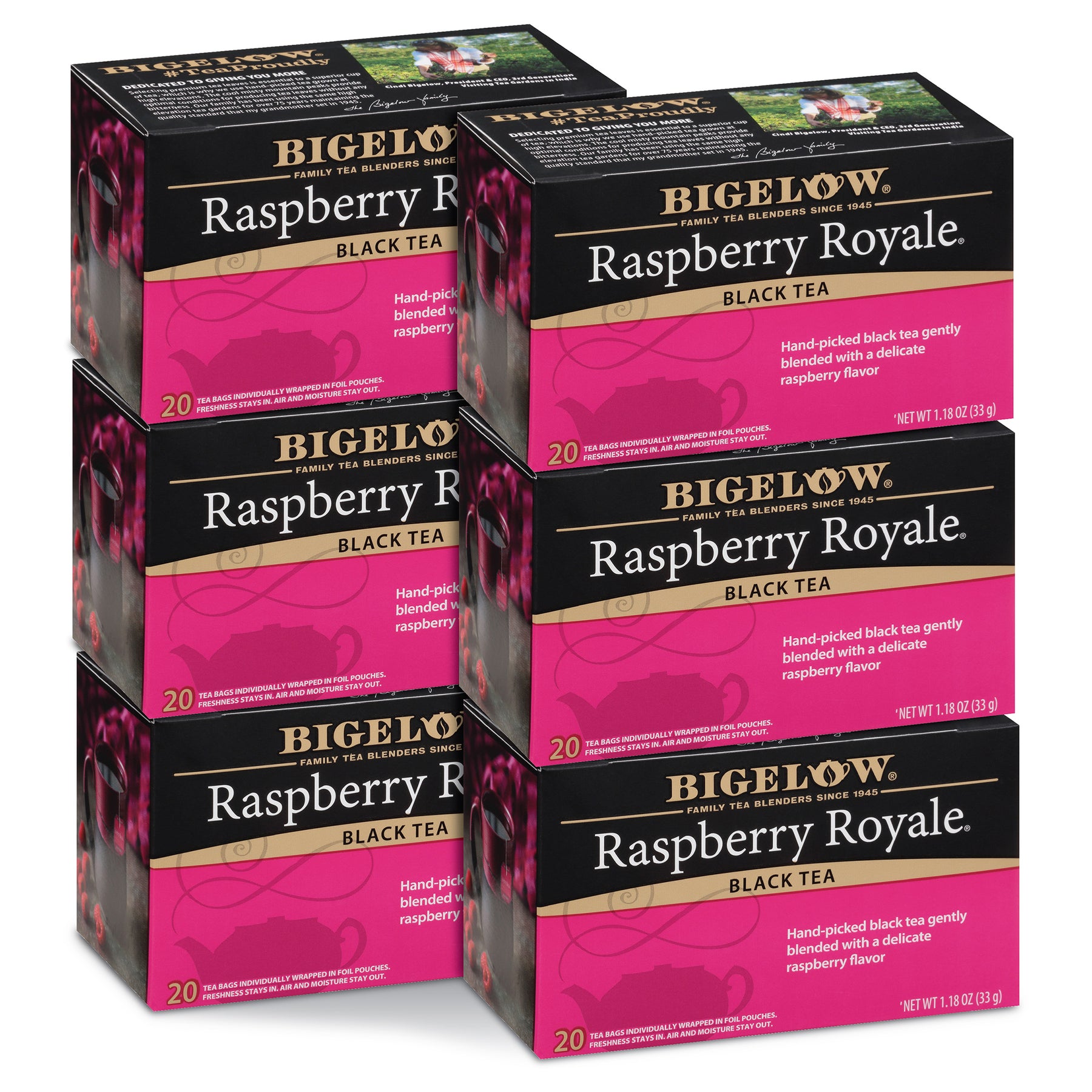 Raspberry Royale Tea - Case of 6 boxes- total of 120 teabags – Bigelow Tea
