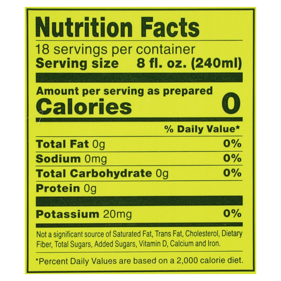 Nutrition facts panel