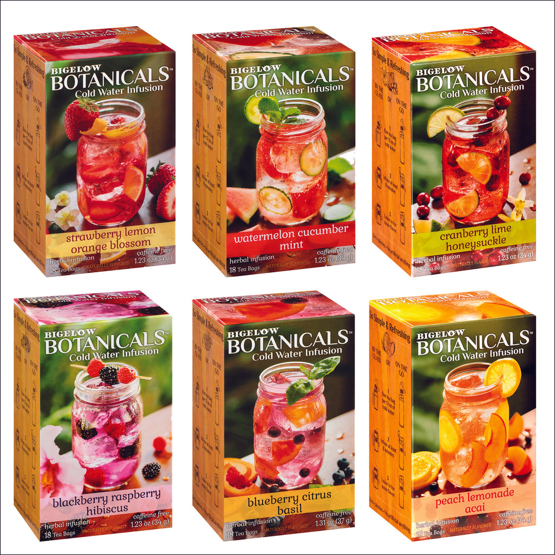 Assorted Bigelow Botanical Cold Infusion 6 boxes total of 108 teabags