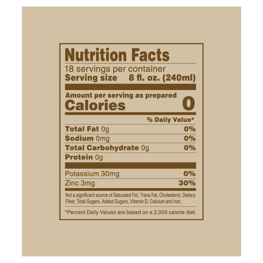 Nutrition Facts panel of Ginger Honey