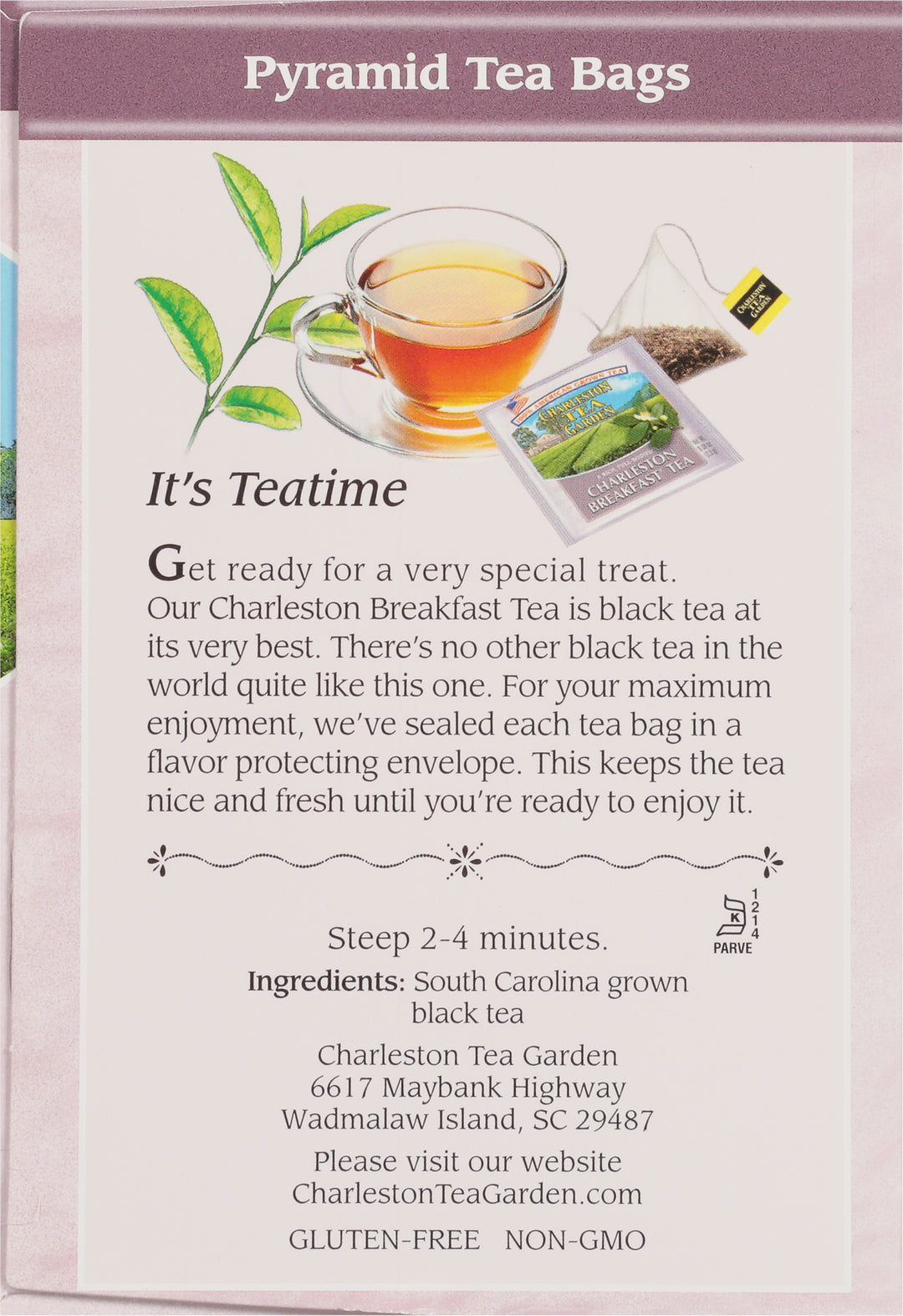 Right side -Ingredient panel of American Classic Tea box