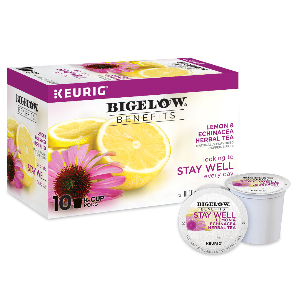 Bigelow Benefits Stay Well Lemon and EchinaceaHerbal Tea K-Cups Box for Keurig