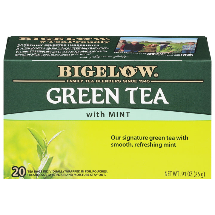 Front of Green Tea with Mint Box - 20 tea bags per box