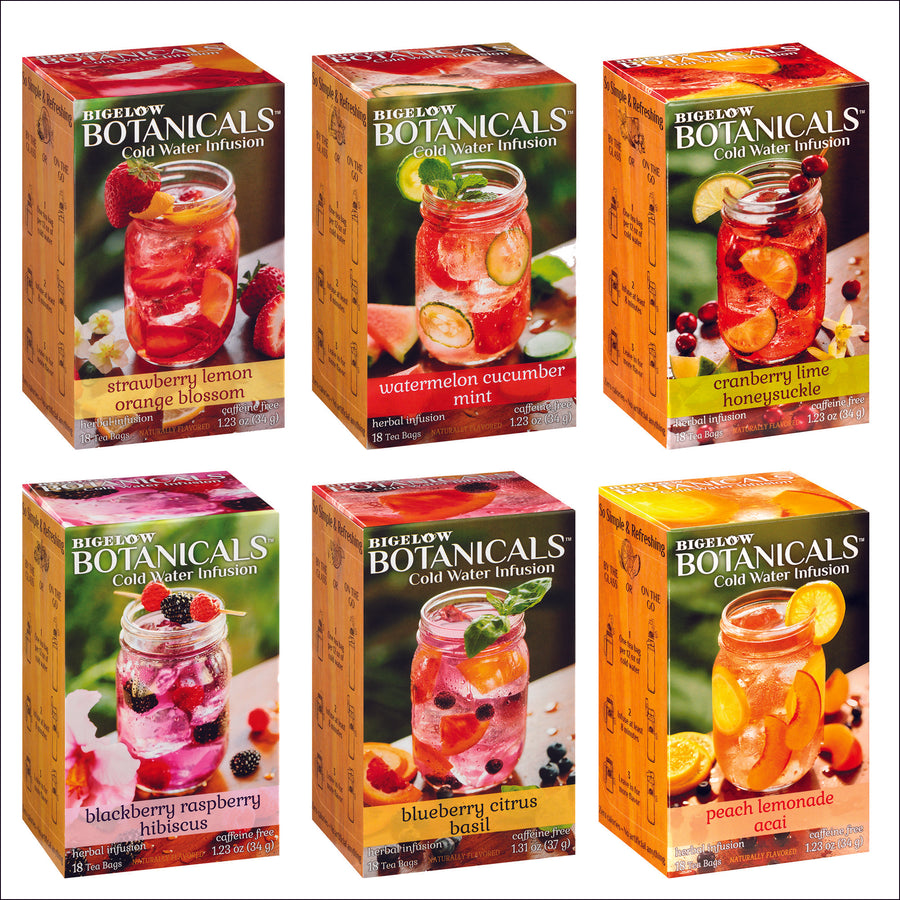 Assorted Bigelow Botanical Cold Infusion 6 boxes total of 108 teabags