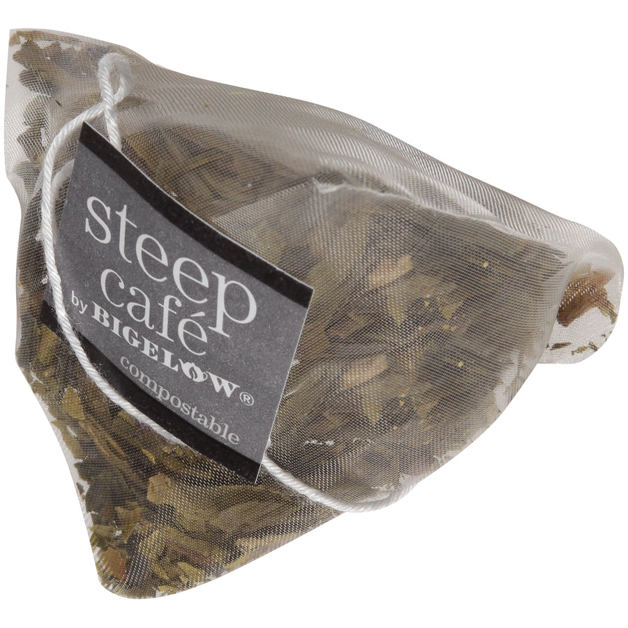 steep cafe by Bigelow full leaf dragonwell green tea pyramid bag